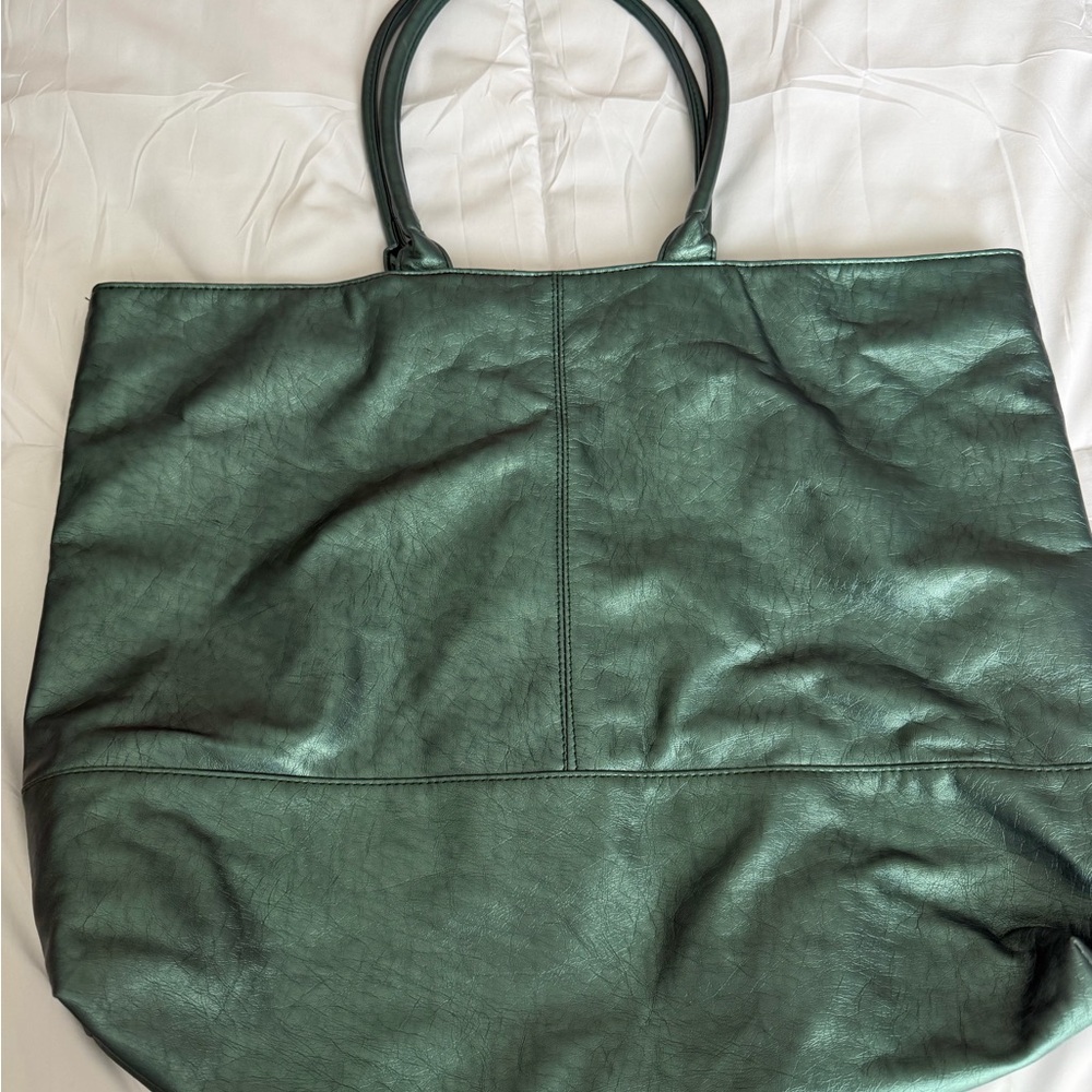 Saks Fifth Avenue Shimmering Green Tote - Picture 3 of 4